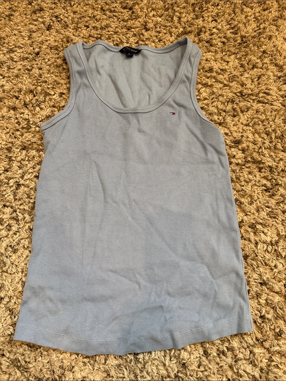 Tommy Hilfiger Light Blue Ribbed Scoop Tank